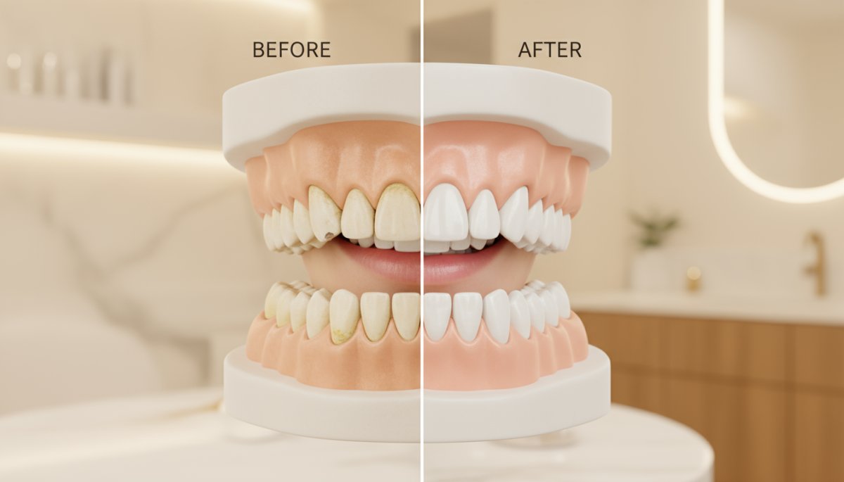 インビザライン矯正治療前後の歯並び比較イメージ