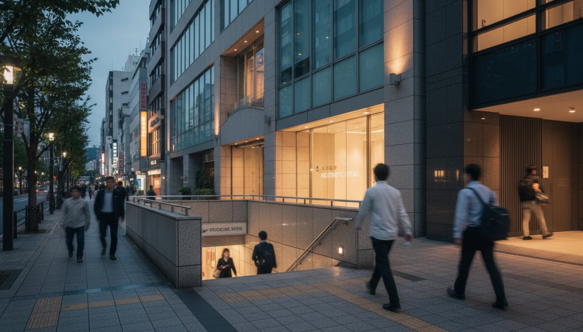 大阪梅田の美容クリニック外観と地下街アクセス