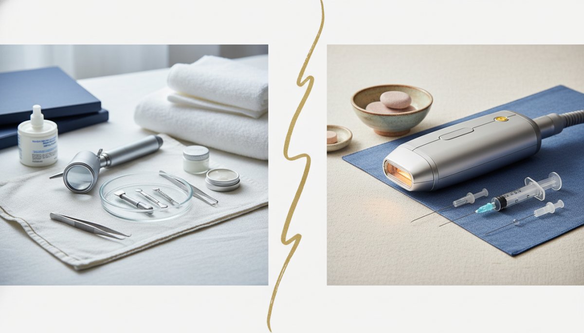 皮膚科と美容皮膚科の診療内容の違いを示すイメージ