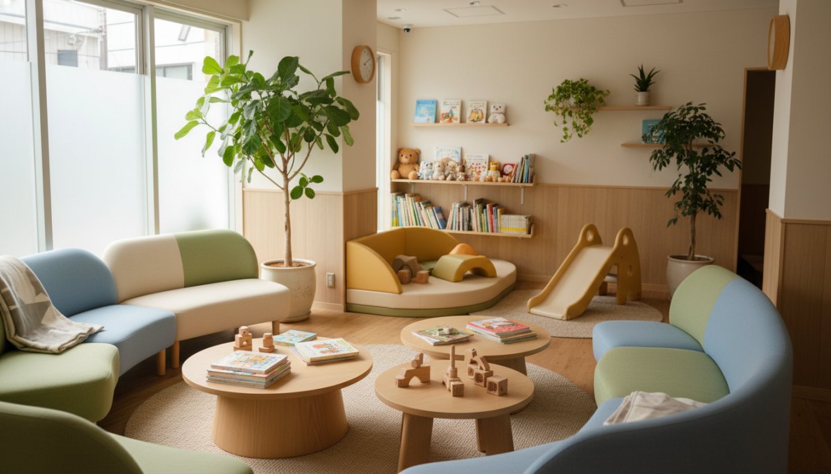 親子で医療機関を訪れる様子