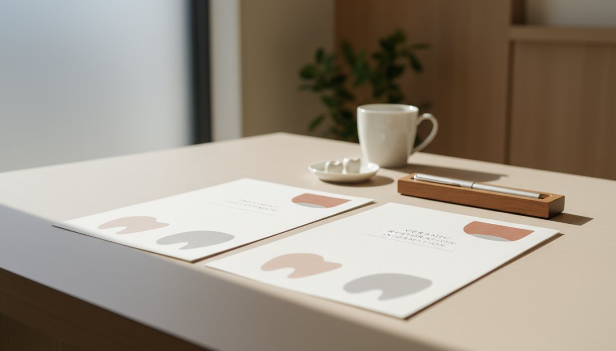 歯科治療費用の見積書とセラミック治療の説明資料