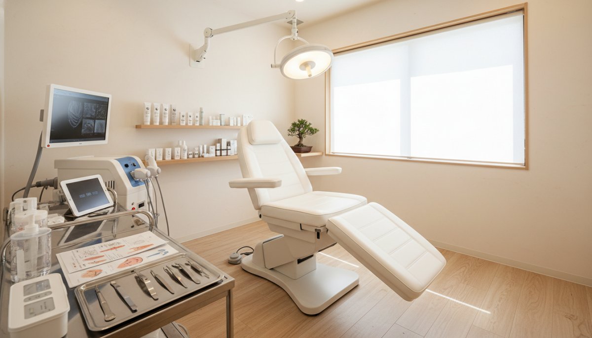 東京都内の皮膚科クリニックの診察室