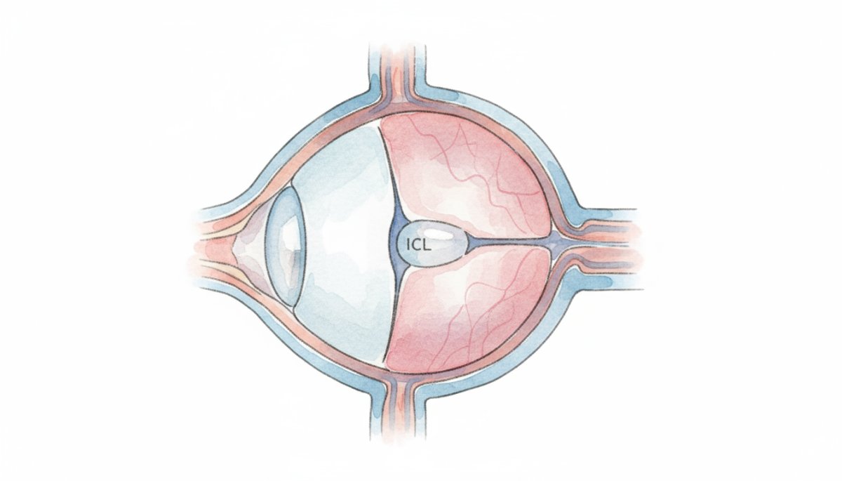 ICL手術の仕組みを示す医療イラスト 眼内コンタクトレンズ 視力矯正