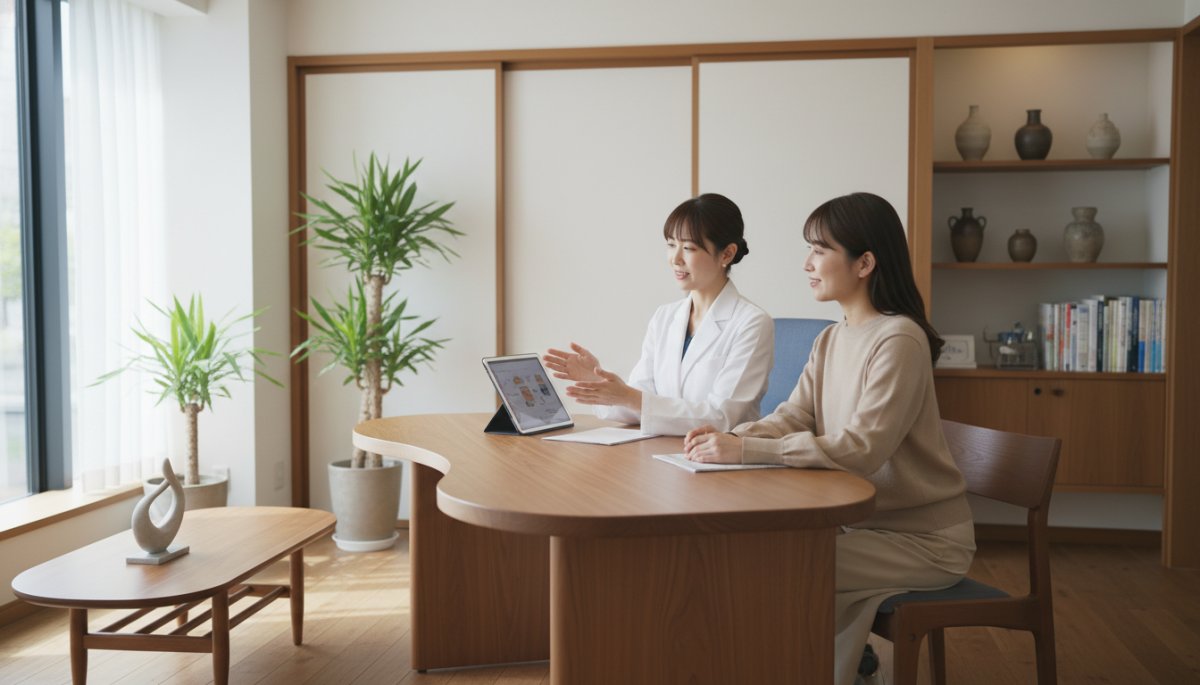 ほくろ除去のカウンセリングを受ける患者