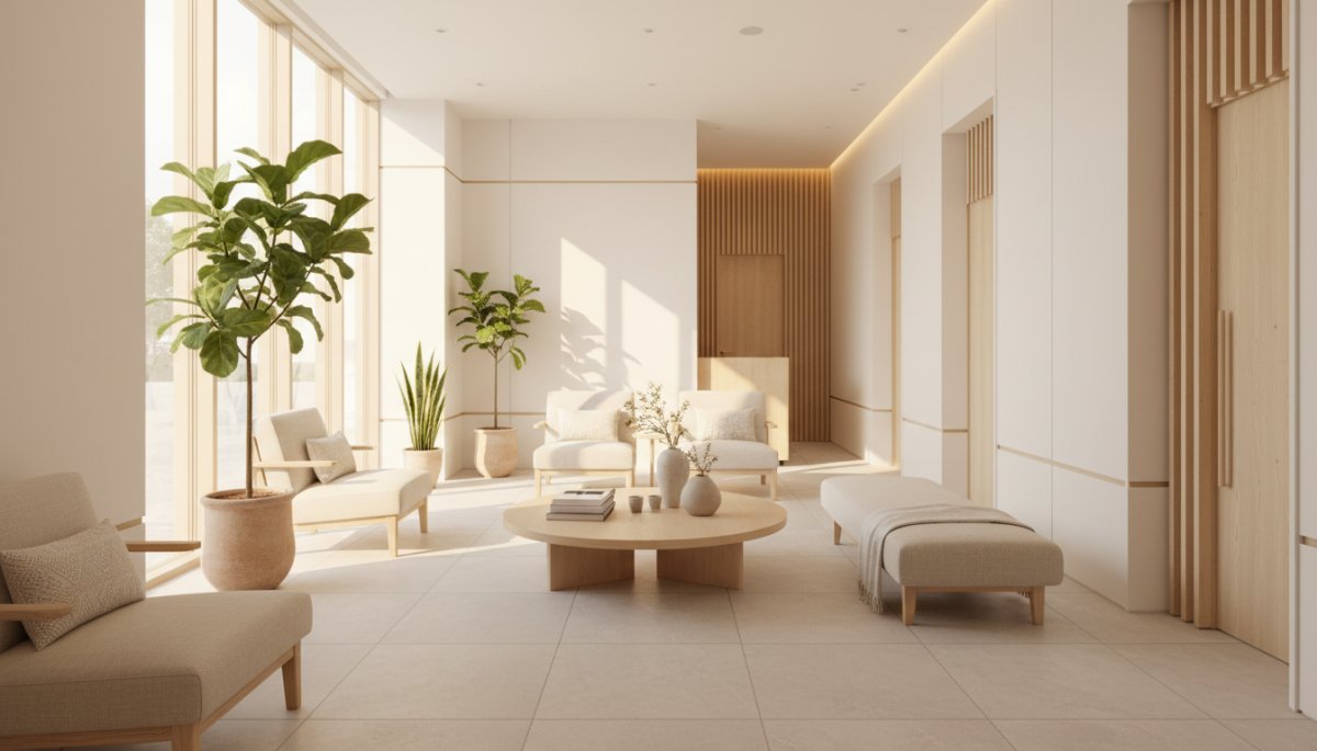 美容皮膚科の清潔な待合室