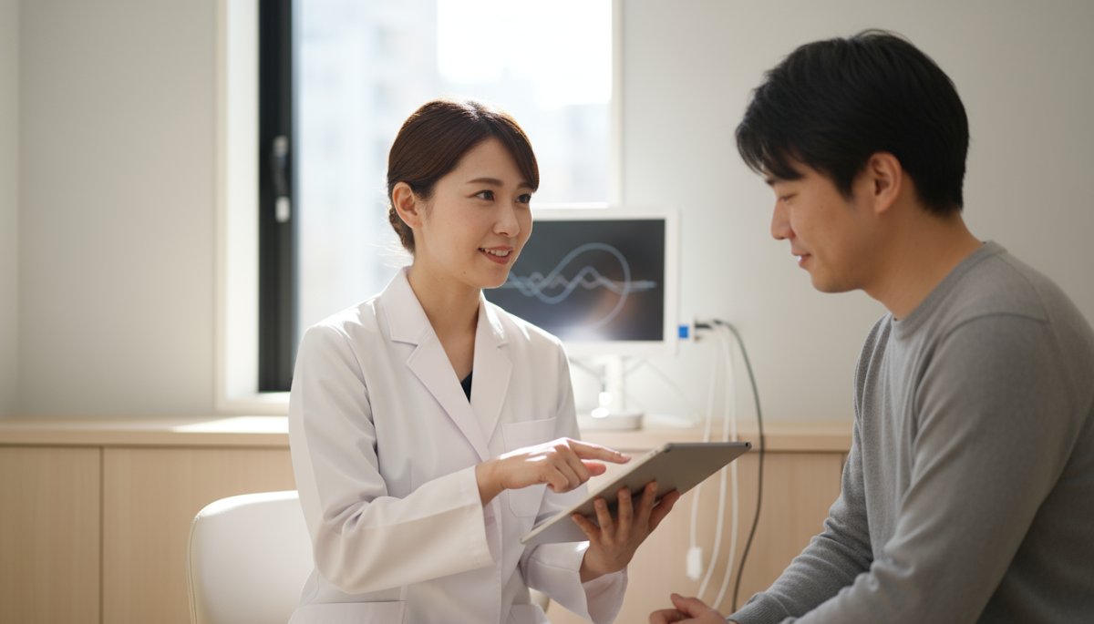 クマ取り施術後の経過観察をする医師