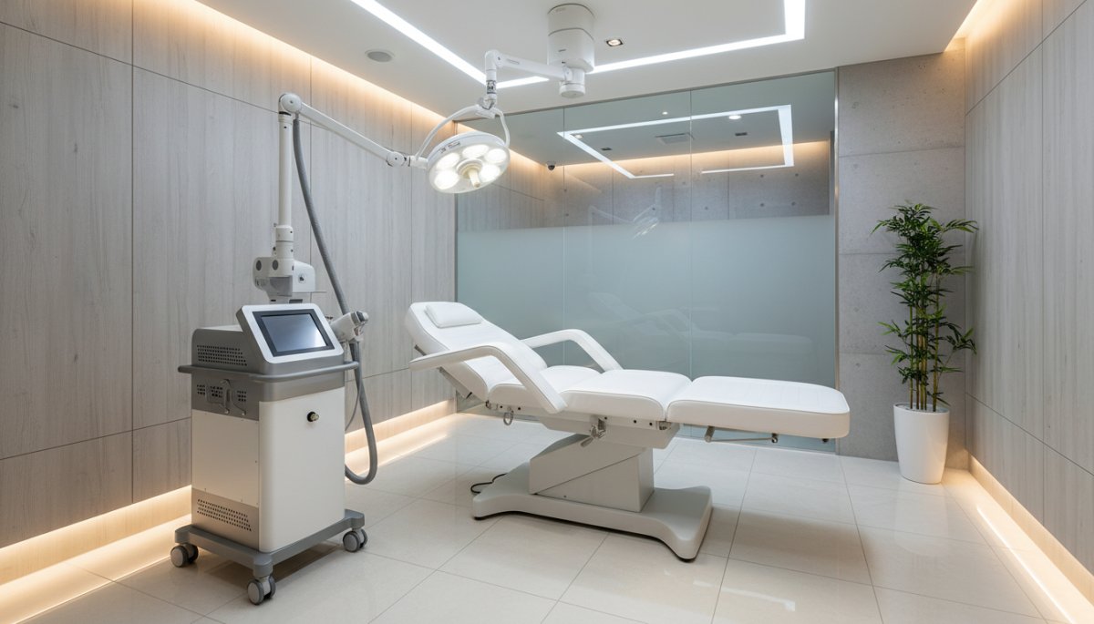 美容皮膚科の最新レーザー機器が設置された治療室の様子