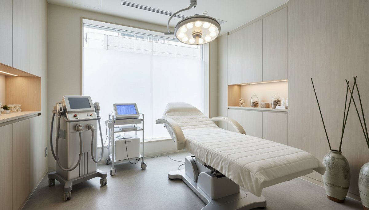 美容皮膚科の施術室に設置された最新美容機器